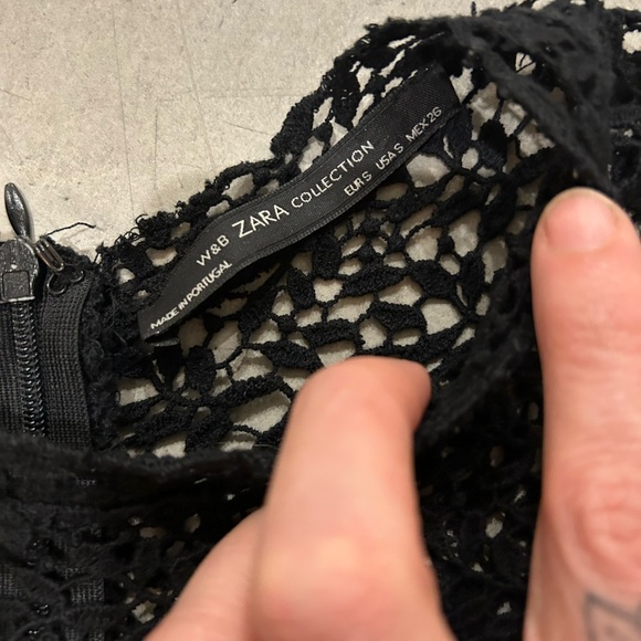 Zara See through Lace Crotchet Mini Shift Dress LBD - Picture 3 of 3